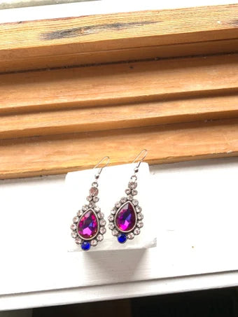 Blue purple statement earrings, beautiful crystal earring, jeweled earrings, purple earrings, blue earrings