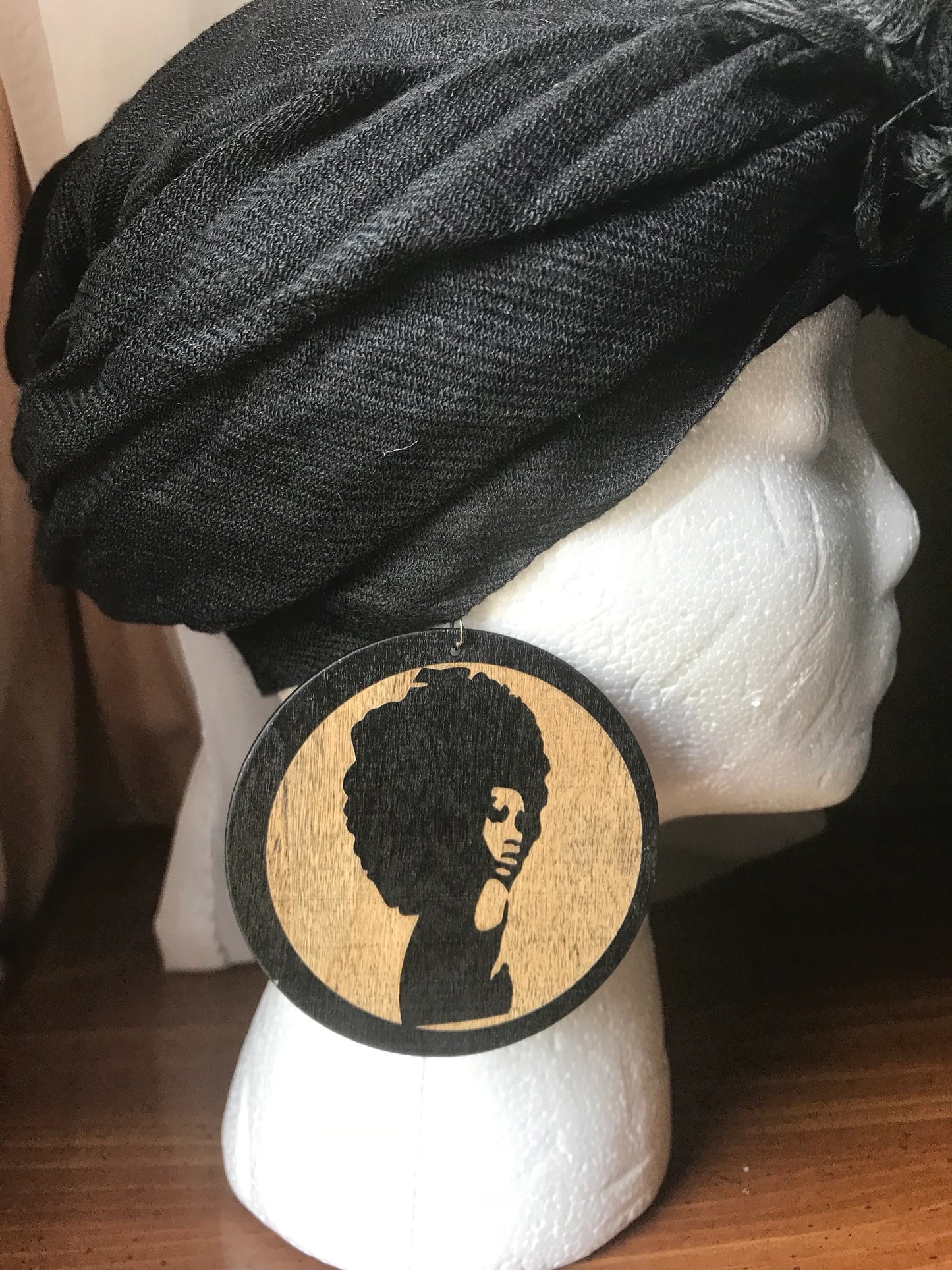 Afro Queen natural wood earrings, afro Queen earrings, wood earrings, african inspired earrings, queen earrings