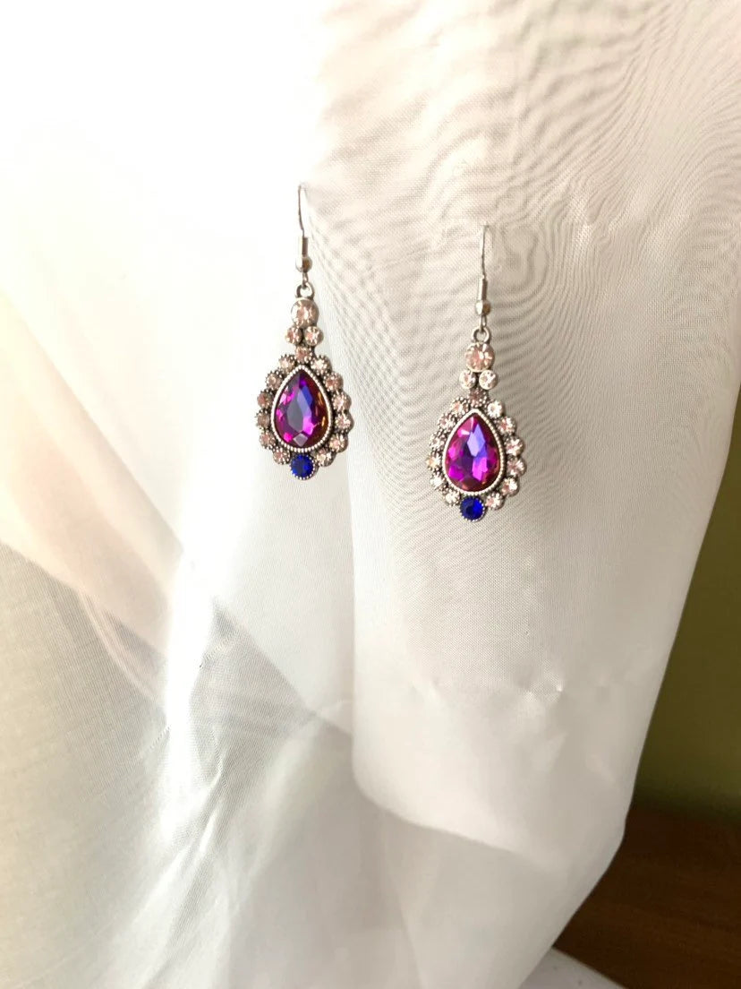 Blue purple statement earrings, beautiful crystal earring, jeweled earrings, purple earrings, blue earrings