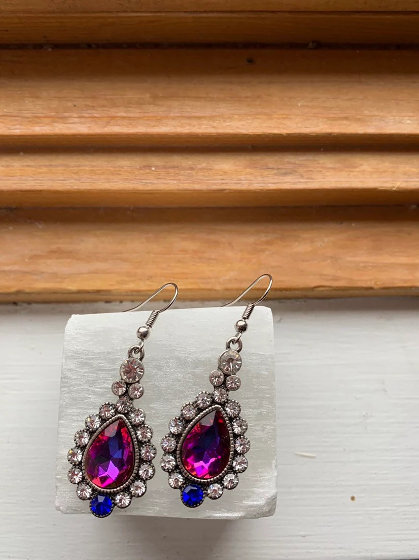 Blue purple statement earrings, beautiful crystal earring, jeweled earrings, purple earrings, blue earrings