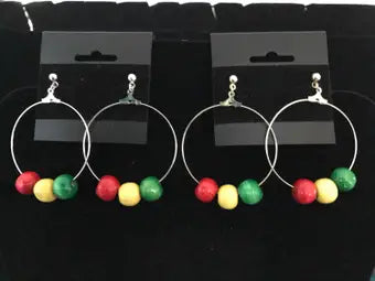 Rasta Hoop earrings, gold hoop earrings, silver hoop earrings, rasta earrings, african jewelry, african inspired earrings, wood earrings