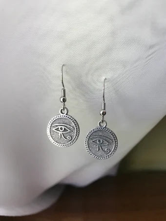 Silver Eye of Horus Earrings, Egyptian inspired earrings, silver earrings