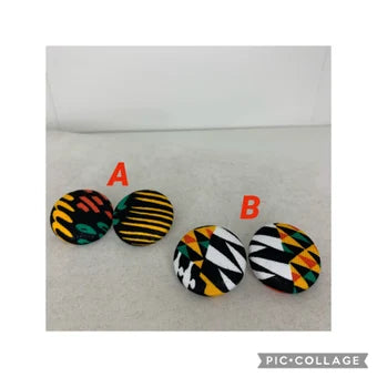 African cloth handmade button earrings,Kente cloth button earrings, can you take a cover button Earrings, African Inspired Earrings