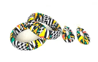 Gorgeous kente cloth wrapped bracelets and earrings set, african inspired jewelry, bracelets earrings