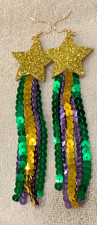 Mardi Gras tassels earrings, sequin tassel earrings, earrings, sequin earrings