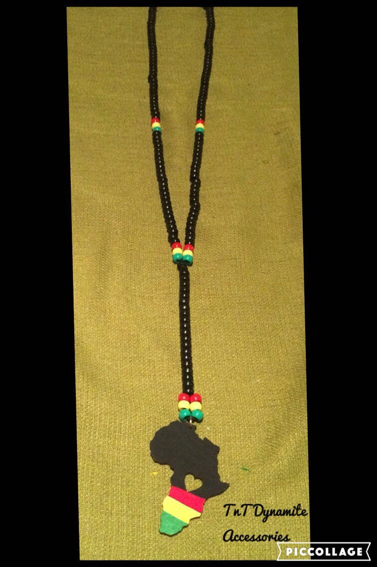 Necklace // Rasta necklace //  Rasta jewelry // Africa necklace // African jewelry // beaded necklace // wood jewelry, Father’s Day gift