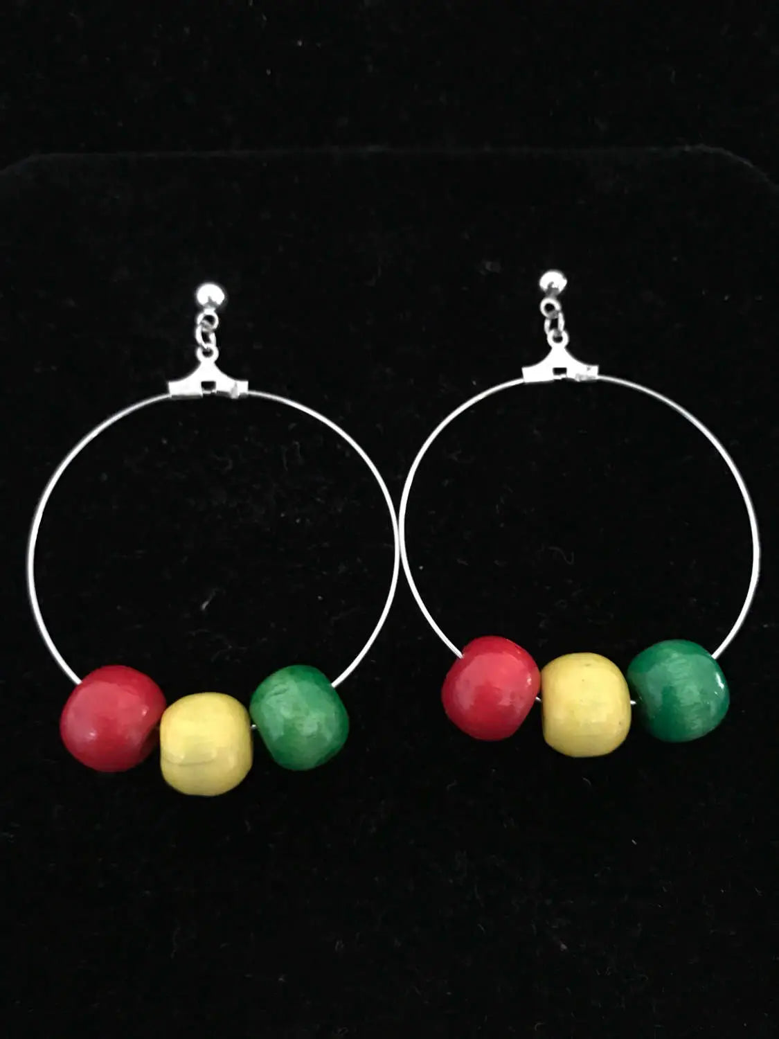 Rasta Hoop earrings, gold hoop earrings, silver hoop earrings, rasta earrings, african jewelry, african inspired earrings, wood earrings