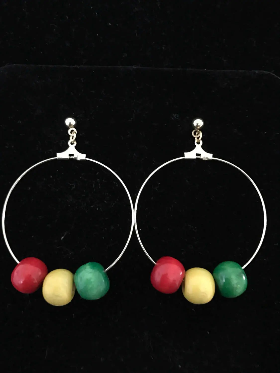 Rasta Hoop earrings, gold hoop earrings, silver hoop earrings, rasta earrings, african jewelry, african inspired earrings, wood earrings