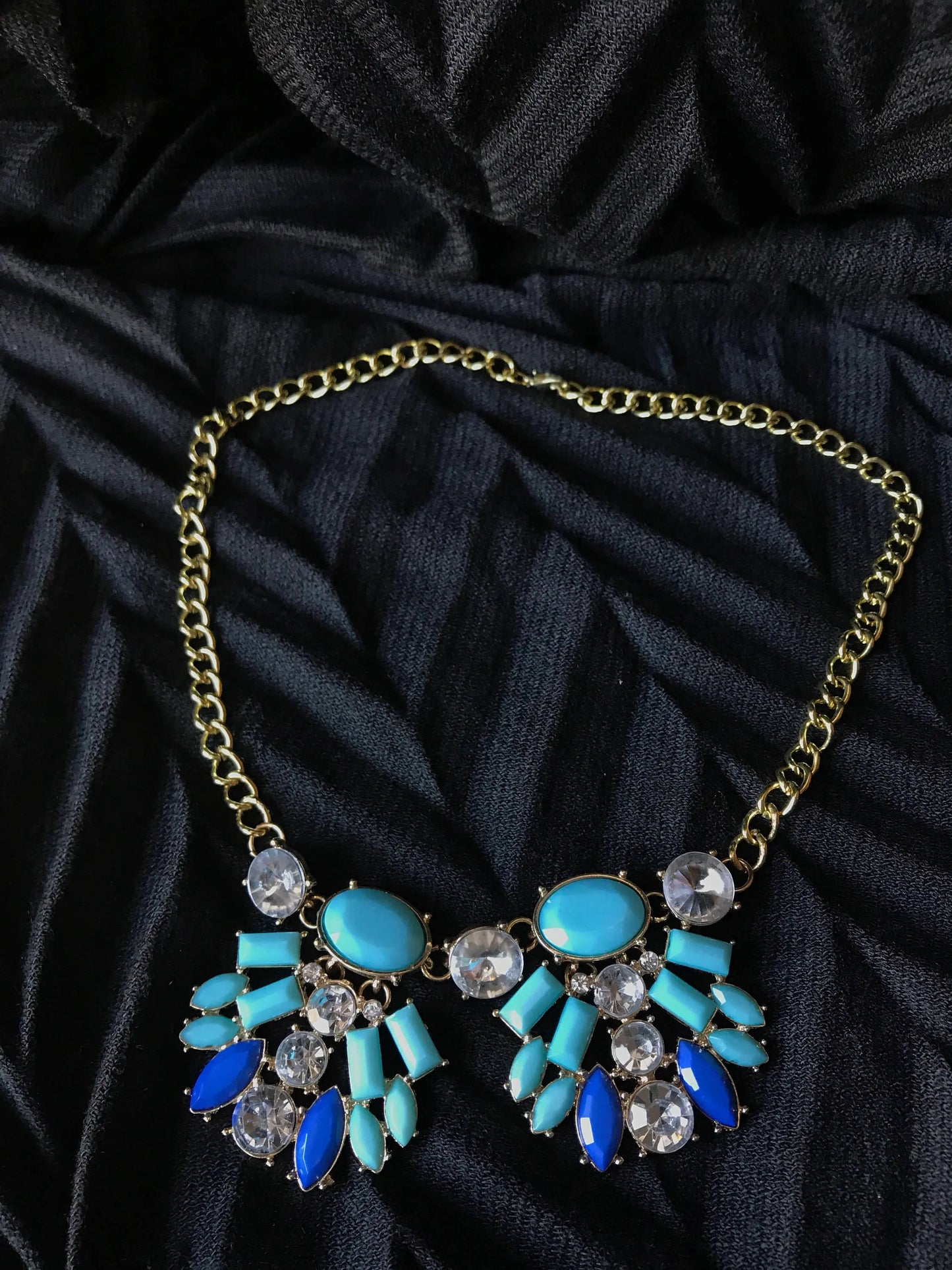 Blue, turquoise bib necklace, good bib statement necklace