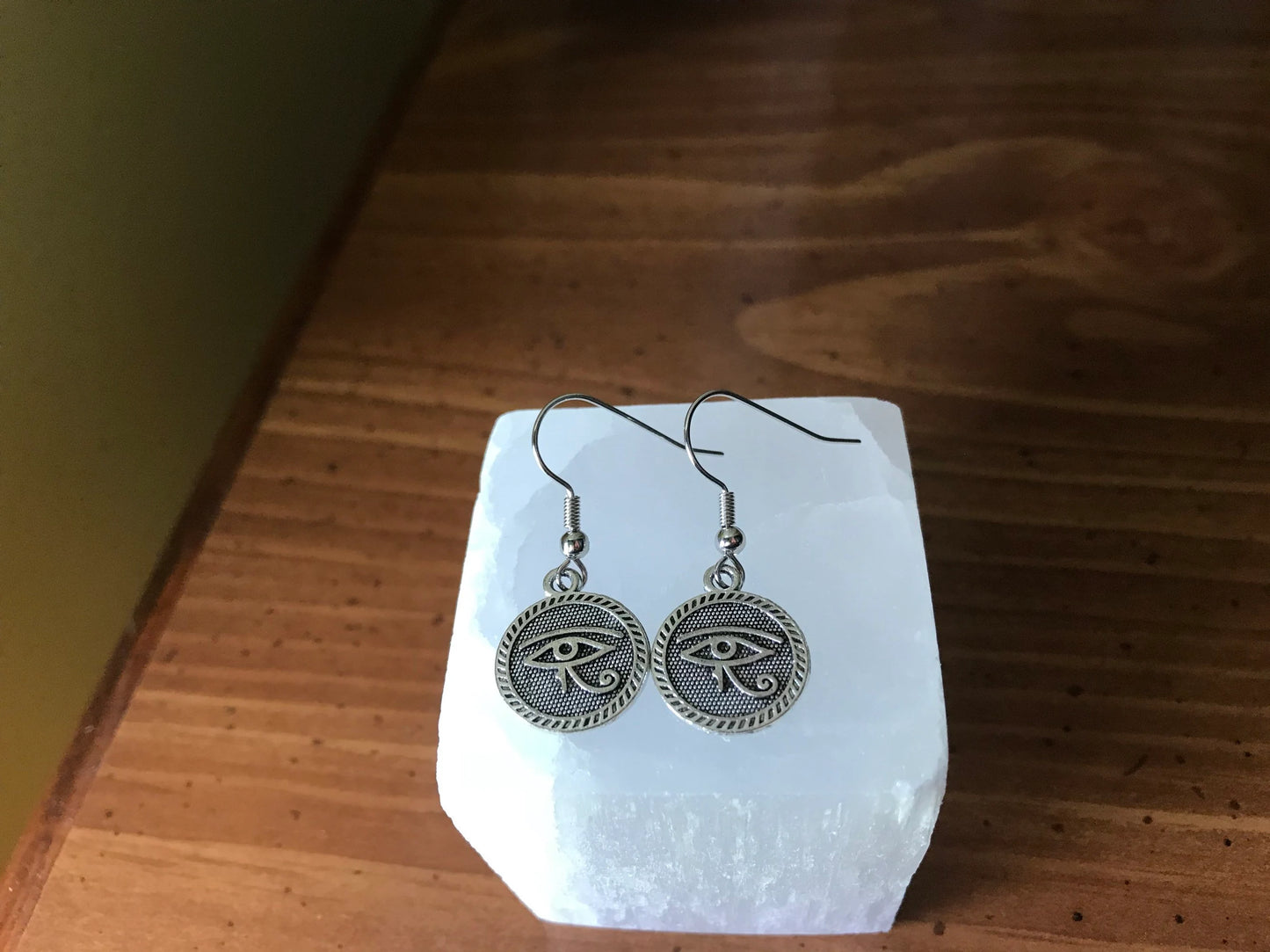 Silver Eye of Horus Earrings, Egyptian inspired earrings, silver earrings