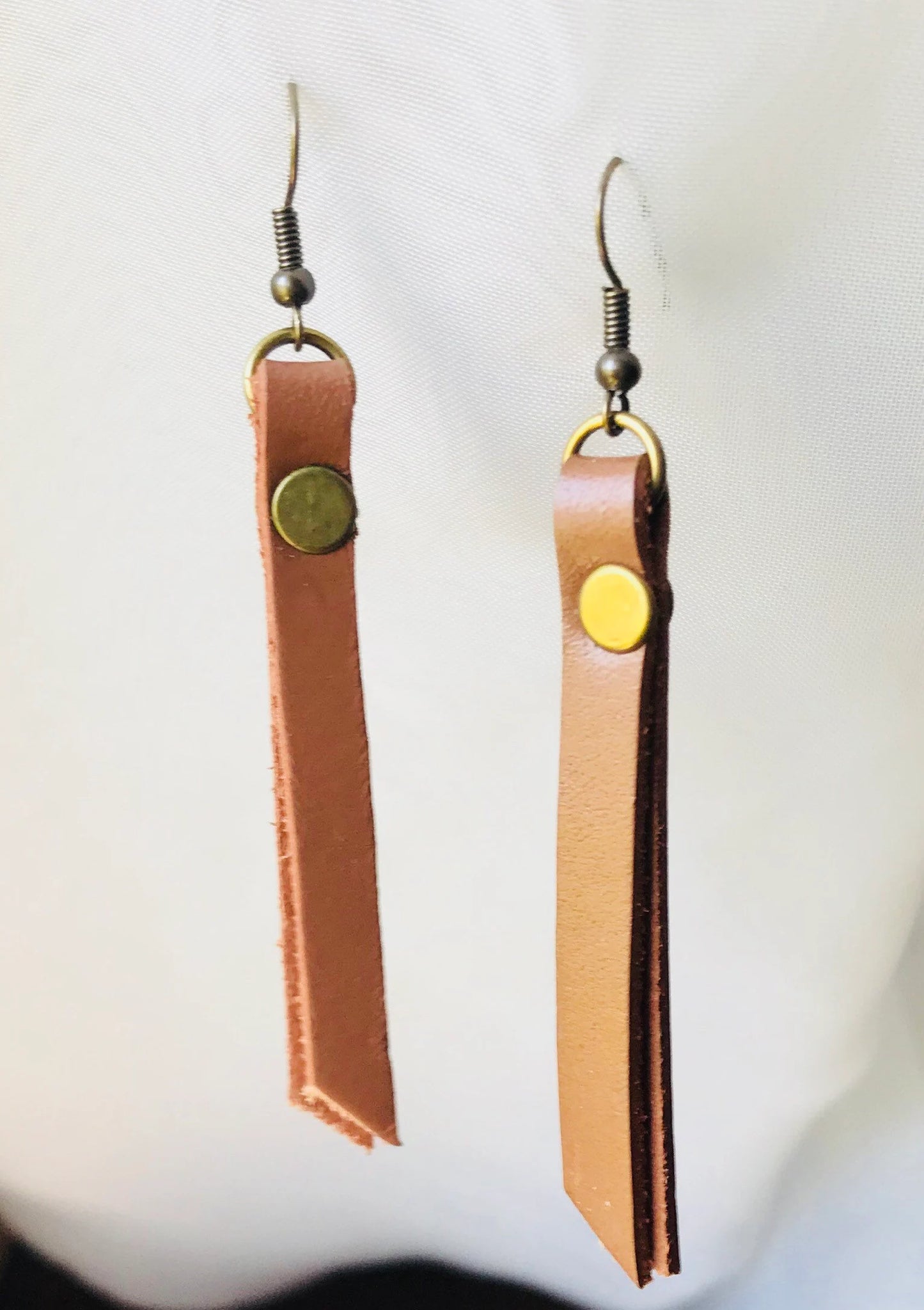 Leather earrings, leather tassel zipper pull earrings, black leather earrings, brown leather earrings, mint green leather earrings