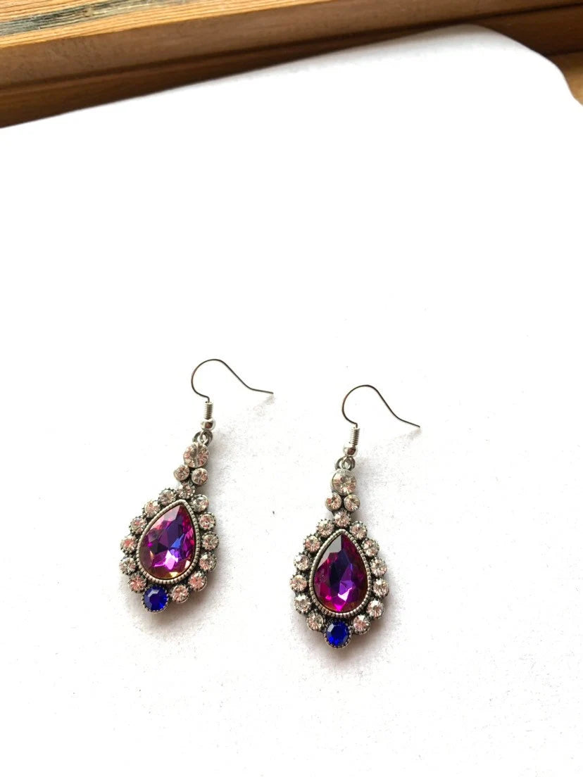 Blue purple statement earrings, beautiful crystal earring, jeweled earrings, purple earrings, blue earrings