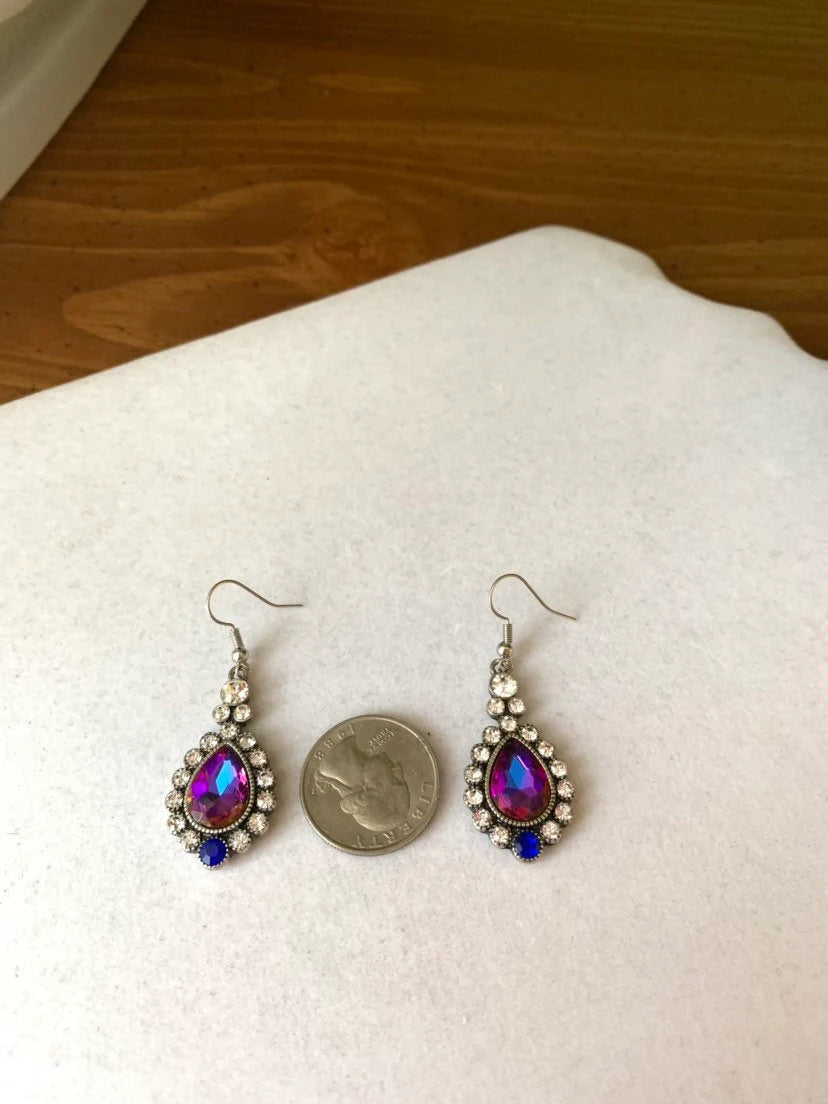 Blue purple statement earrings, beautiful crystal earring, jeweled earrings, purple earrings, blue earrings
