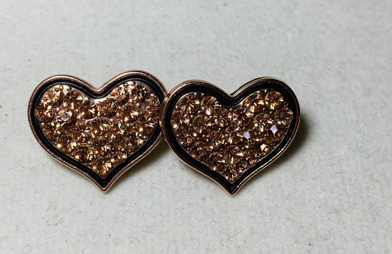 Rose gold heart stud earrings, embellished rose gold heart earrings, heart earrings, valentine jewelry, woman earrings, little girl earring