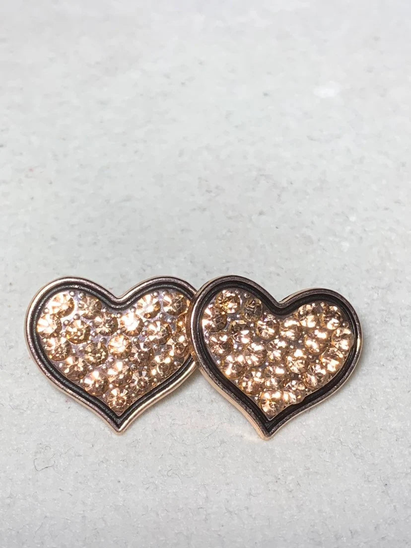 Rose gold heart stud earrings, embellished rose gold heart earrings, heart earrings, valentine jewelry, woman earrings, little girl earring