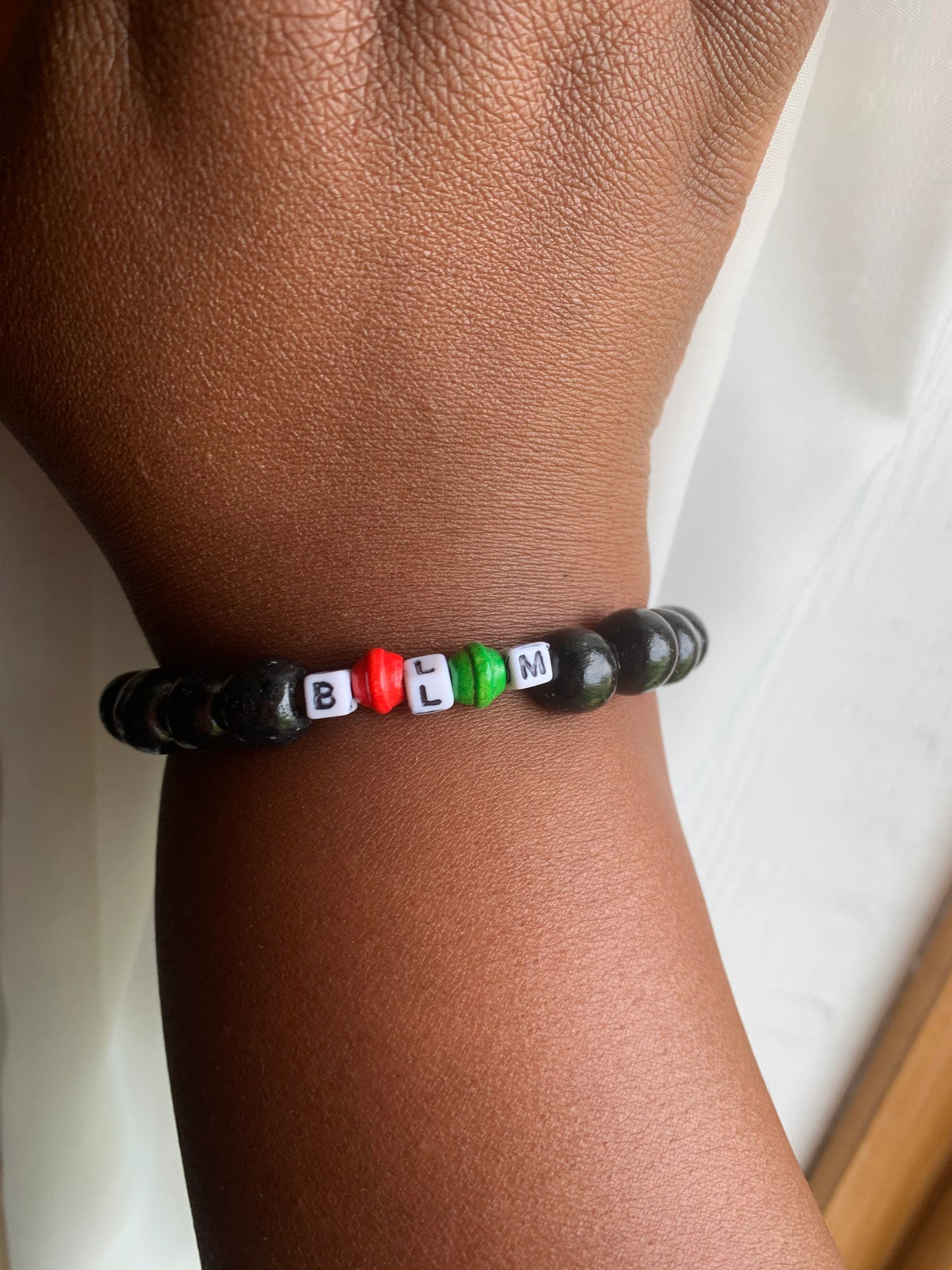 Black lives matter wood beaded bracelet, beaded african inspired bracelet, wood beaded bracelet, unisex