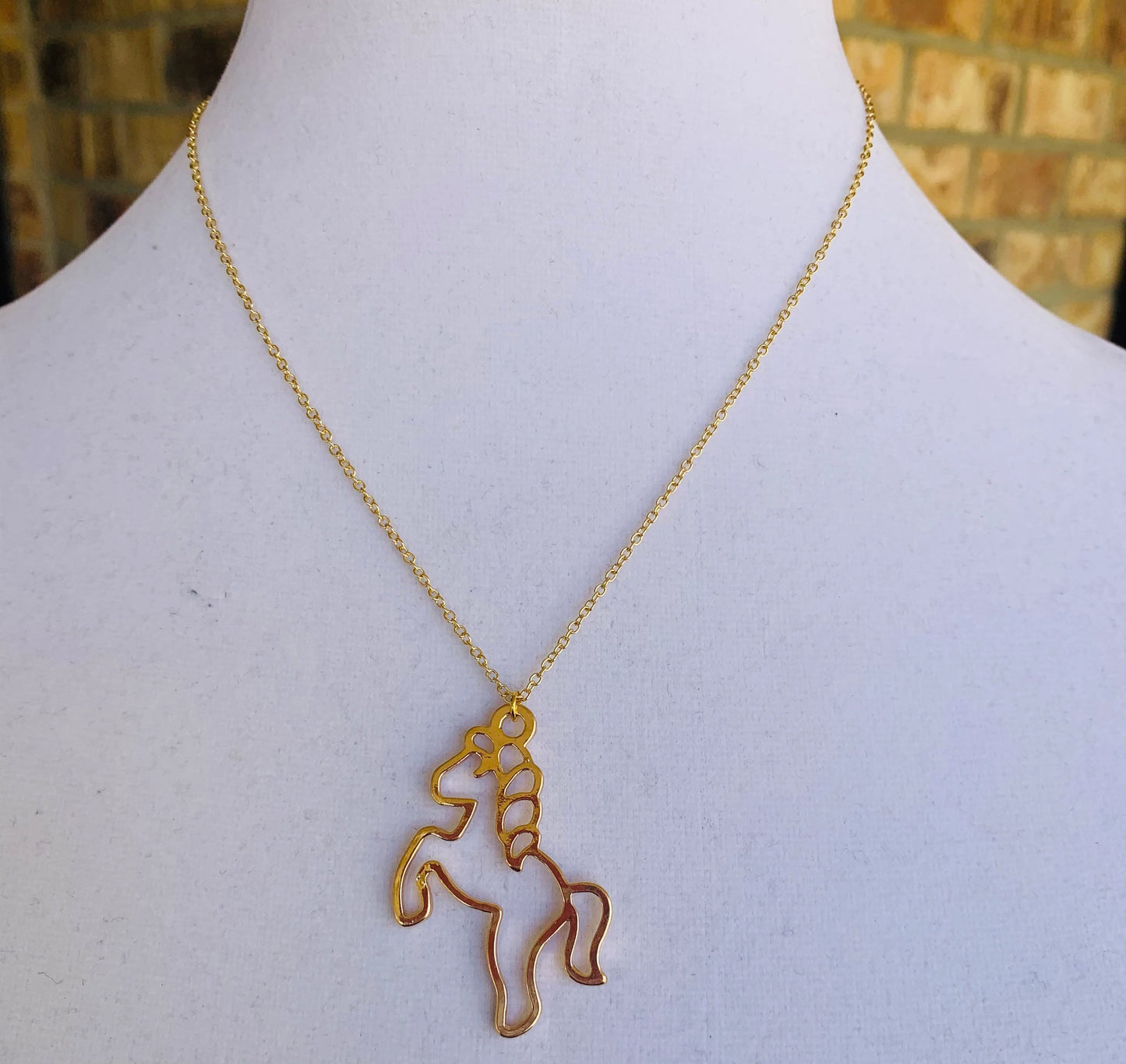 Beautiful gold  necklace with gold unicorn head and whole body pendant, gold unicorn necklace, unicorn jewelry, gift, necklace