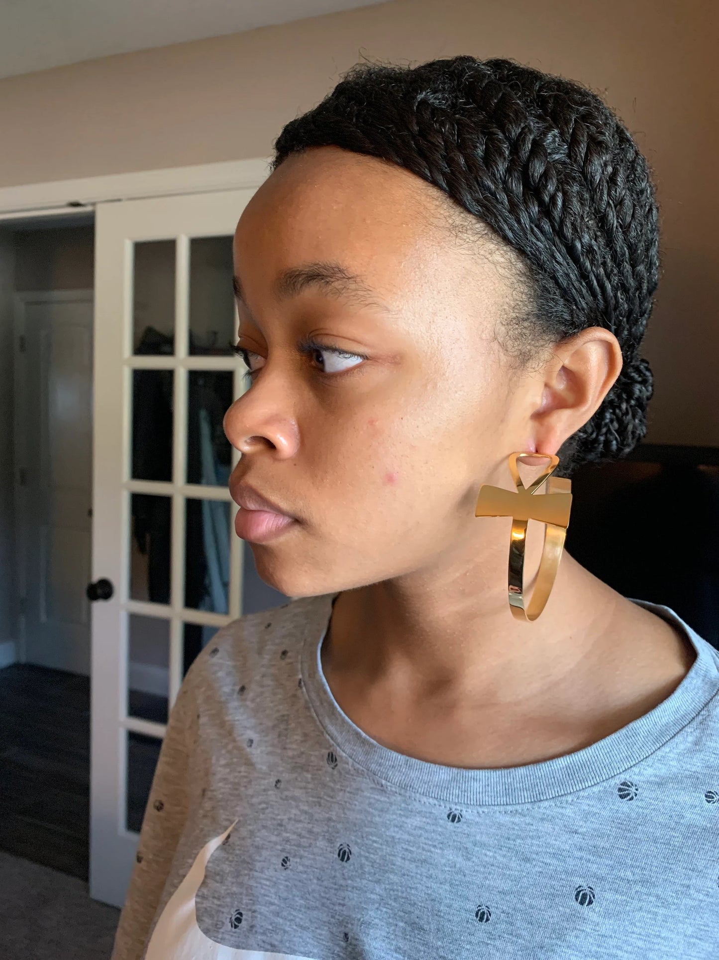 Ankh Statement hoop earrings in silver and gold, Ankh hoops, African inspired earrings, silver earrings, gold earrings