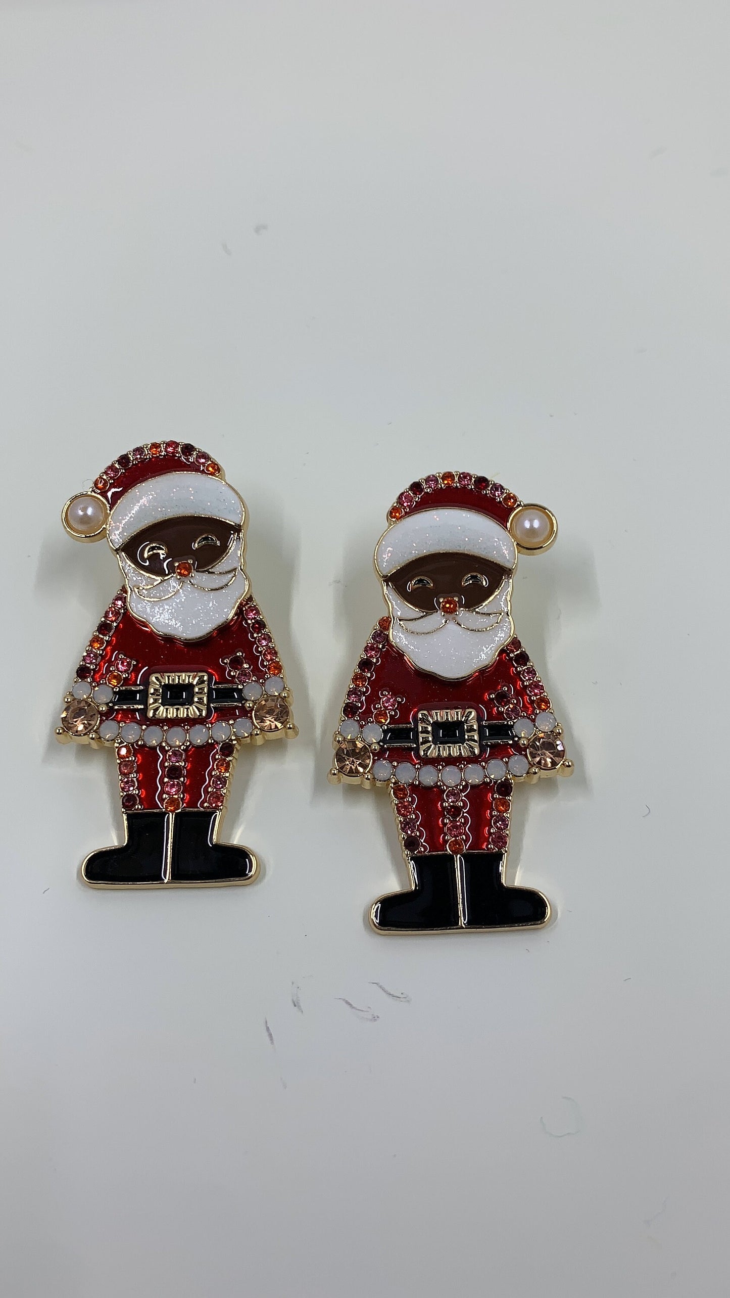 Santa Earrings, Santa Claus Earrings, Black Santa Earrings, Christmas earrings