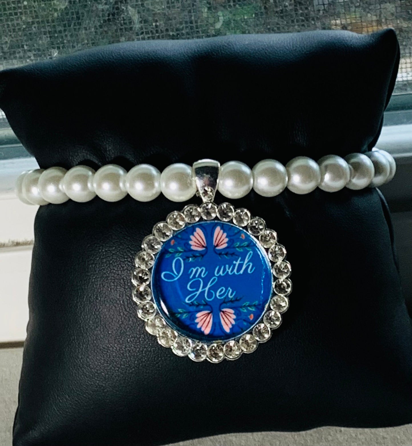 I’m with HER pearl beaded bracelet, I’m with her, Pearl beaded bracelet, handmade bracelet