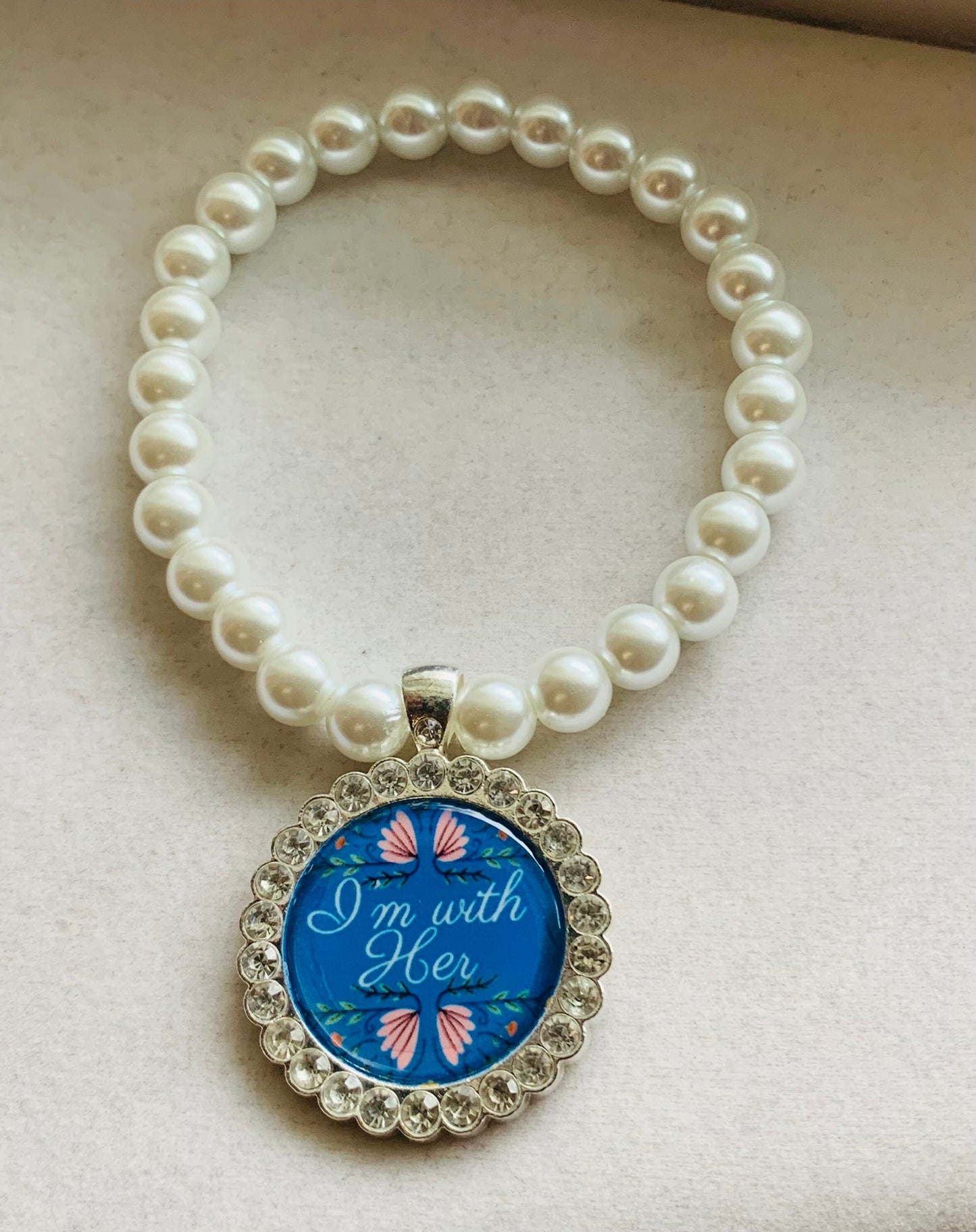 I’m with HER pearl beaded bracelet, I’m with her, Pearl beaded bracelet, handmade bracelet